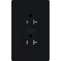Product Image of Claro 20A Half-Dimming, Tamper Resistant Duplex Receptacle, Decorator Outlet, Gloss Finish, Black