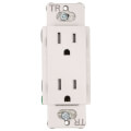 Product Image of Claro 15A Tamper Resistant Duplex Receptacle, Designer Style Outlet, CARS-15-TR-WH, White