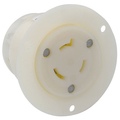Product Image of 20A, 480V NEMA L8-20R, 2P, 3W, Flanged Outlet Locking Receptacle, Grounding (White)