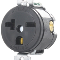 Product Image of Single Receptacle Outlet,  Short Strap, 20A, 250V Side Wire, NEMA 6-20R, 2-Pole, 3-Wire (Black)