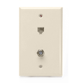 Product Image of Standard Telephone Wall Jack, 6p4c X F, Screw Terminal (Light Almond)