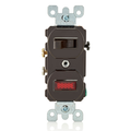 Product Image of 15A, 120V Duplex Style Single-pole/Neon Pilot AC Combo Switch, Commercial Grade, Non-grounding, Side Wired (Brown)