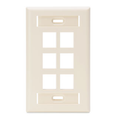 Product Image of Single-Gang Quickport, Wallplate w/ ID Windows, 6-port (Light Almond)
