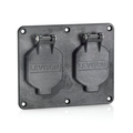 Product Image of 2, 1.56" Dia Single Receptacle Coverplate w/ Weather-resistant Flip Lid Black
