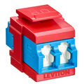 Product Image of Quickport, Duplex Lc Adapter, Shuttered, Sm, Zirconia Ceramic Sleeve (Blue)/crimson Red