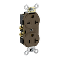 Product Image of Duplex Receptacle Outlet,  Dual Voltage, Indented Face, 20A, 125/250V Side Wire, NEMA 5-20R_6-20R, 2-Pole, 3-Wire, Self-Grounding (Brown)