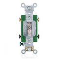 Product Image of 30A, 120V Toggle Pilot Light, Illuminated On, Double-pole AC Quiet Switch, Extra Heavy Duty Spec Grade, Self Grounding, Back & Side Wired (Clear)