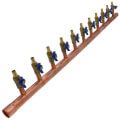 1" Male Sweat x Female Sweat Copper Manifold w/ 1/2" PEX Crimp Ball Valves, Lead Free (11 Outlets)