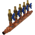 3/4" PEX Crimp Copper Manifold w/ 1/2" PEX Crimp Ball Valves, Lead Free (5 Outlets)