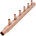 1" PEX Crimp x Spin Closed Copper Manifold, w/ 1/2" PEX Crimp Outlets (6 Outlets)