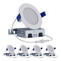 Product Image of HALO 4" HLB Round Slim Canless LED Downlight, Selectable 5CCT, 2700/3000/3500/4000/5000K, 10.65W - Matte White (4 Pack)
