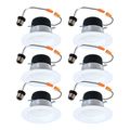 Product Image of HALO 4" LT4 Round Recessed Baffle LED Trim, Selectable 5CCT, 2700/3000/3500/4000/5000K, 8W, Matte White (6 Pack)