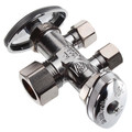 Product Image of 1/2" Nom Compression (5/8" OD) x 3/8" OD Compression x 3/8" OD Compression Dual Straight Supply Stop, Lead Free (Chrome)