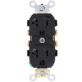Product Image of Heavy-Duty Commercial Grade Duplex Receptacle w/ Indented Face, 2P, 20A, NEMA 5-20R - Black (125V)