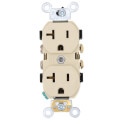 Product Image of Commercial Grade Duplex Receptacle w/ Self Grounding Clip, 20A, NEMA 5-20R - Ivory (125V)