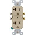 Product Image of Commercial Grade Duplex Receptacle, 20A, 2P, 3W, Side Wire, NEMA 5-20R - Ivory (125V)