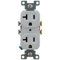 Product Image of Commercial Grade Duplex Receptacle, 20A, 2P, 3W, Side Wire, NEMA 5-20R - White (125V)