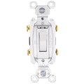 Product Image of Two Pole, Back and Side Wired, Toggle Switch, Commercial Grade, 15A - White (120/277V) 