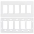 Product Image of Claro 5 Gang Wall Plate for Decorator/Designer Paddle Switches and Dimmers, White (Gloss), CW-5-WH