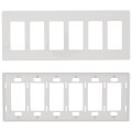 Product Image of Claro 6 Gang Wall Plate for Decorator/Designer Paddle Switches and Dimmers, White (Gloss), CW-6-WH