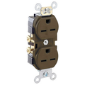 Product Image of Duplex Receptacle Outlet,  Indented Face, 15A, 250V Side Wire, NEMA 6-15R, 2-Pole, 3-Wire, Self-Grounding (Brown)