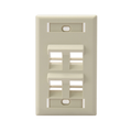 Product Image of Angled Single-Gang Quickport, Wallplate w/ ID Windows, 4-port (Ivory)