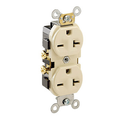 Product Image of Duplex Receptacle Outlet,  Indented Face, 20A, 250V Side Wire, NEMA 6-20R, 2-Pole, 3-Wire, Self-Grounding (Ivory)