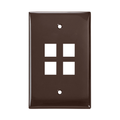 Product Image of Midsize Single-Gang Quickport, Wallplate, 4-port (Brown)