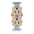 Product Image of Duplex Receptacle Outlet,  Smooth Face, 15A, 125V Side Wire,NEMA 5-15R, 2-Pole, 3-Wire, Self-Grounding (Ivory)