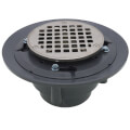 Product Image of 3" x 4" Brushed Nickel Heavy Duty Shower Drain w/ 5" Round Strainer