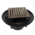 Product Image of 3" x 4" Brushed Nickel Heavy Duty PVC Shower Drain w/ 5" Square Strainer