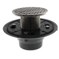 Product Image of 2" x 3" Brushed Nickel Shower Drain w/ 4-1/4" Round Strainer