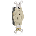 Product Image of Single Receptacle Outlet,  Smooth Face, 15A, 125V Back or Side Wire, NEMA 5-15R, 2-Pole, 3-Wire, Self-Grounding (Ivory)