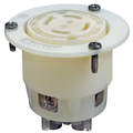 Product Image of 30A, 600V 3-Phase, NEMA L17-30R, 3P, 4W, Flanged Outlet Locking Receptacle, Grounding (White)