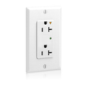 Product Image of Decora Plus SuRGe Protective Isolated Ground Duplex Receptacle Outlet,  20A, 125V Back or Side Wire, NEMA 5-20R, 2-Pole, 3-Wire (White)
