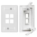 Product Image of Quickplate Tempo Single-Gang Wallplate w/ ID Windows, 4-port (White)