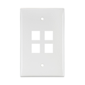 Product Image of Midsize Single-Gang Quickport, Wallplate, 4-port (White)