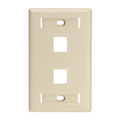 Product Image of Single-Gang Quickport, Wallplate For LaRGe Connectors w/ ID Windows, 2-port (Ivory)