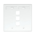 Product Image of Dual-Gang Quickport, Wallplate w/ ID Windows, 3-port (White)