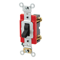 Product Image of 20A, 120/277V Toggle Double-pole AC Quiet Switch, Extra Heavy Duty Spec Grade, Self Grounding, Back & Side Wired (Black)