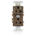 Product Image of Duplex Receptacle, Heavy-Duty Industrial, Split-Circuit, 20A 125V NEMA 5-20R, 2P 3W (Brown)