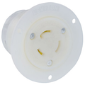 Product Image of 20A, 125/250V NEMA L10-20R, 3P, 3W, Flanged Outlet Locking Receptacle, Non-Grounding (White)