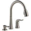 Product Image of Kate Single Handle Pulldown Kitchen Faucet w/ Soap Dispenser (Stainless), 16970-SSSD-DST