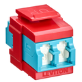 Product Image of Quickport, Duplex Lc Adapter, Shuttered, 10g Lomm, Zirconia Ceramic Sleeve, Aqua/crimson Red