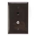 Product Image of Midsize Telephone/video Wall Jack, 6p4c X F (Brown)