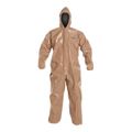Product Image of Tychem 5000 C3127T Coverall w/ Standard Hood, Elastic Wrists and Ankles, Storm Flap; Adhesive Closure, Tan, Medium (Pack of 6)