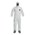 Product Image of ProShield 50 NB122S Coverall w/ Standard Hood, Elastic Wrists, Attached Skid-Resistant Boots, White, X-Large (Pack of 25)