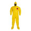 Product Image of Tychem 2000 QC122B Coverall w/ Standard Hood, Elastic Wrists, Socks, Storm Flap; Adhesive Closure, Yellow, 3XL (Pack of 12)