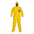 Product Image of Tychem 2000 QC122T Coverall w/ Standard Hood, Elastic Wrists, Socks, Storm Flap; Adhesive Closure, Yellow, 3X-Large (Pack of 4)