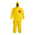 Product Image of Tychem 2000 QC127T Coverall w/ Standard Hood, Elastic Wrists and Ankles, Storm Flap; Adhesive Closure, Yellow, Medium (Pack of 4)